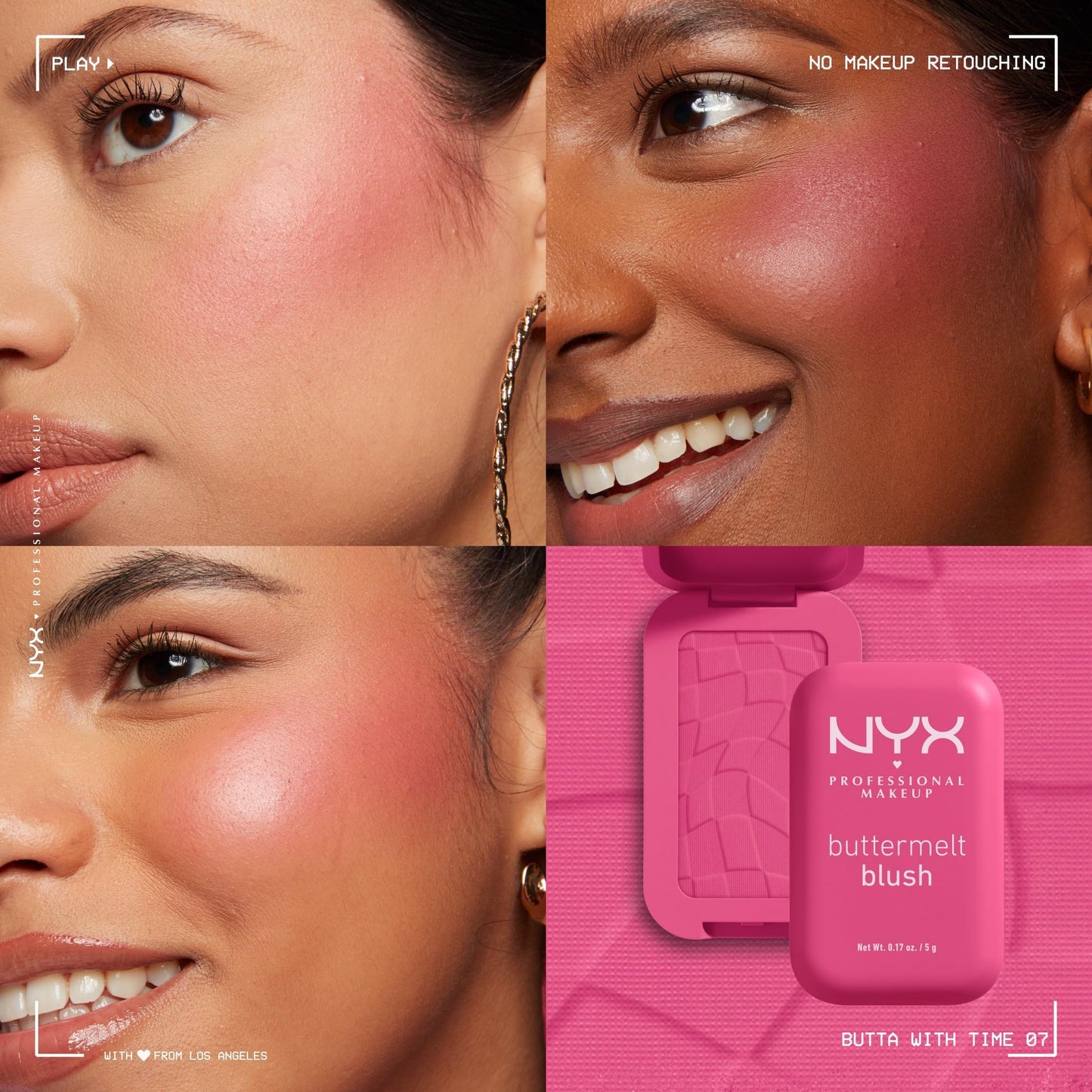 NYX PROFESSIONAL MAKEUP Buttermelt Powder Blush, Fade and Transfer-Resistant Blush, Up to 12HR Make Up Wear, Vegan Formula - For The Butta