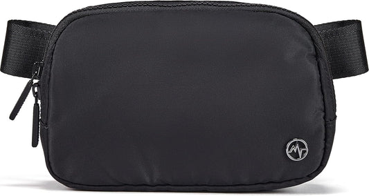 Pander Two Way Zipper Fanny Pack Nylon Everywhere Belt Bag for Women, Water Repellent Waist Packs, Crossbody Bags with Adjustable Strap (Black).