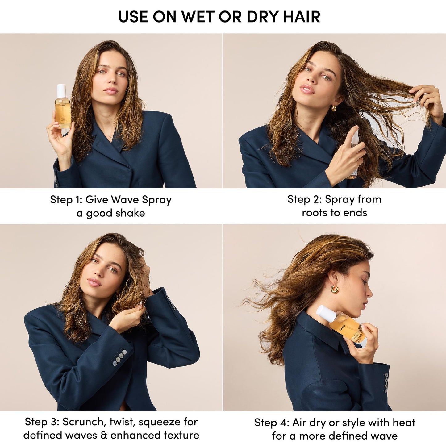 OUAI Leave In Conditioner & Heat Protectant for Hair - Prep Hair for Styling or Use as Detangling Spray to Fight Frizz & Flyaways - No Parabens, Sulfates or Phthalates (4.7 oz)
