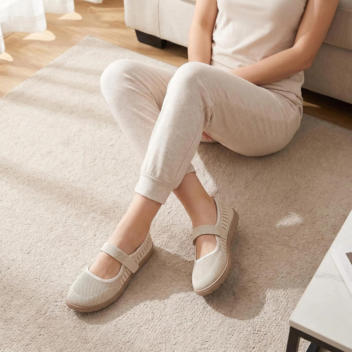 Waluzs Wide Toe Box Flats Shoes Women Knit Mary Jane Dress Shoes WideWaluzs Wide Toe Box Flats Shoes Women Knit Mary Jane Dress Shoes Wide