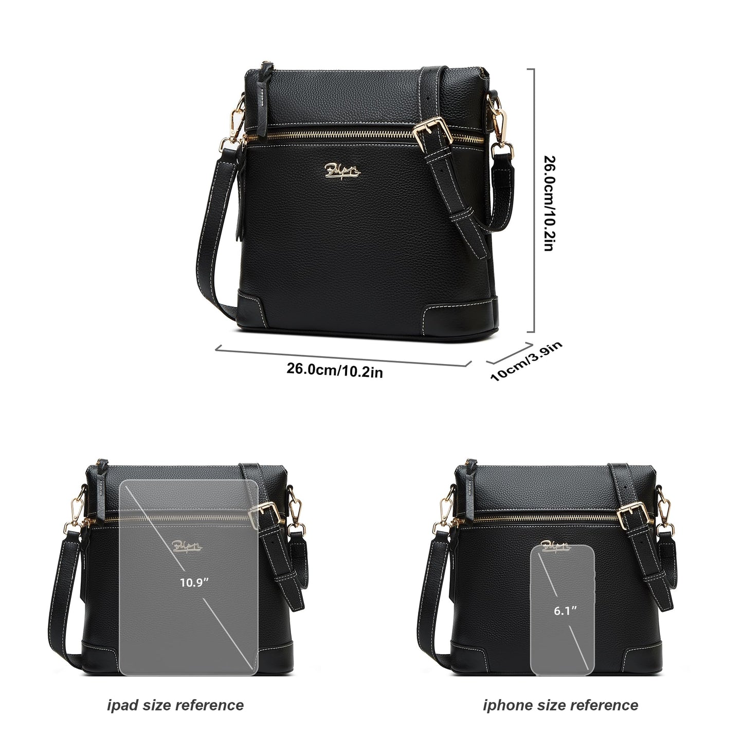 BOYATU Leather Crossbody Bag for Women: Designer Shoulder Purse for Travel - Trendy Genuine Leather Handbag for Everyday