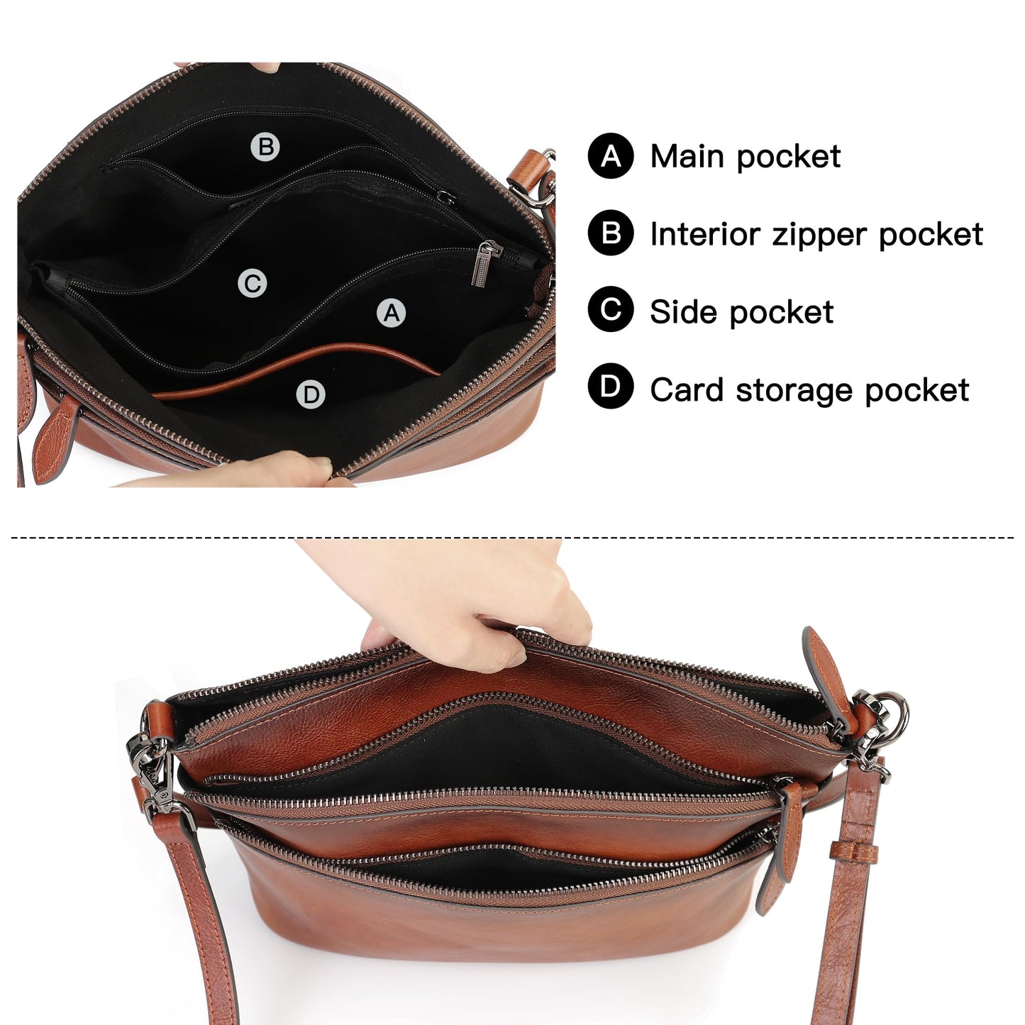 Genuine Leather Purses for Women Vintage Crossbody Bags for Women Hand Bags Women's Shoulder Handbags | Genuine Leather