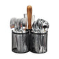 Mind Reader 3CIRMESH-BLK, Cutlery, Silverware Organizer, Utensil Caddy, Multi-Purpose Holder, Silver, 3-Section, Black