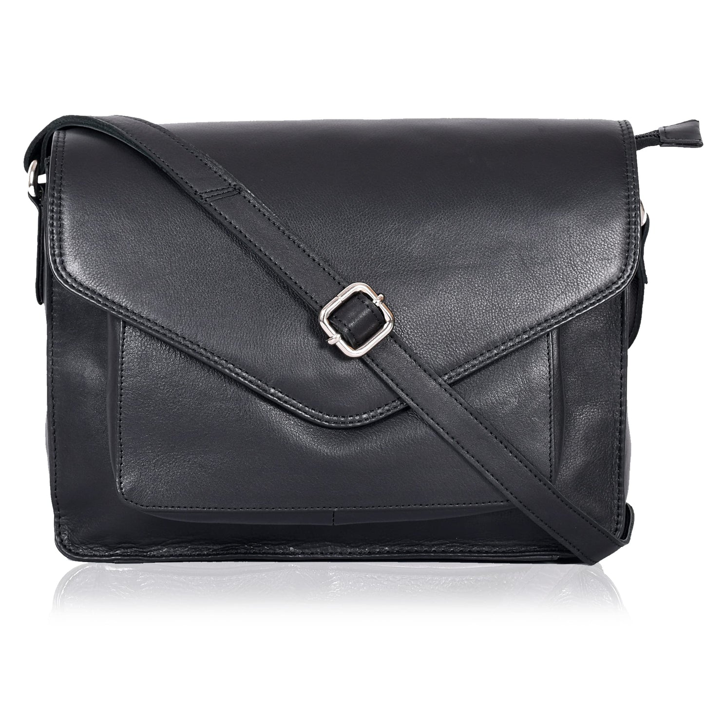 Leather Flapover Crossbody Handbag Purse for Women with Adjustable Strap & Overflap Snap Closure Tote/Bag