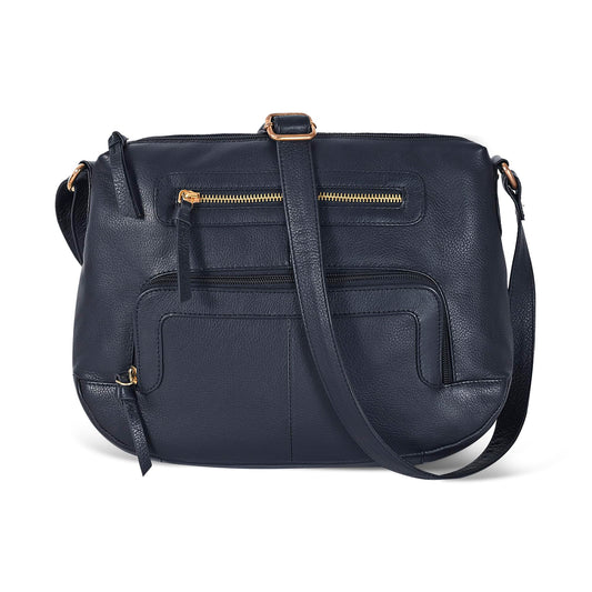 Oak Leathers Women's Crossbody Bag - Genuine Leather Crossover Shoulder Purse With Adjustable Sling Strap - Medium Size