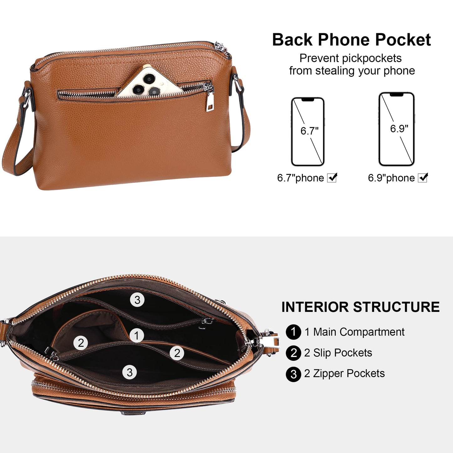 Over Earth Genuine Leather Crossbody Bags for Women Small Ladies Handbags and Purses with Card Slots