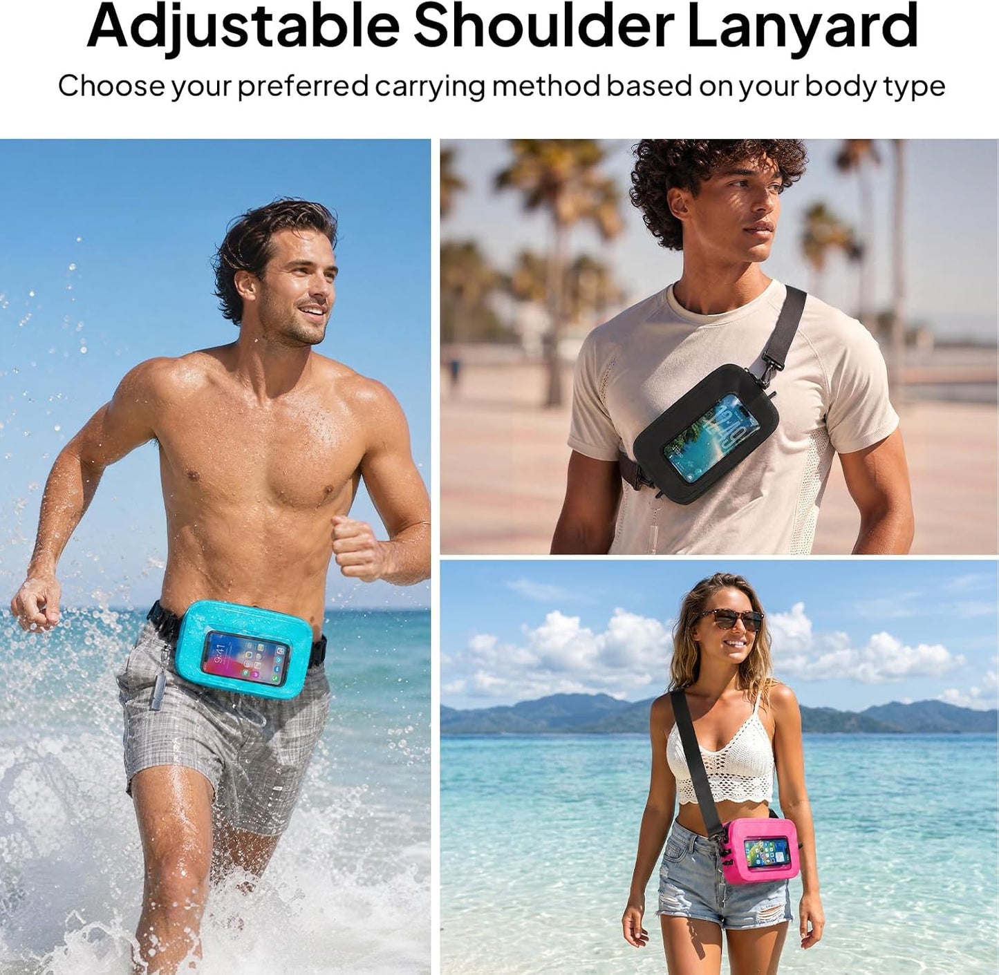 TOPEAST Waterproof Fanny Pack for Women & Men, Waterproof Belt Bag with Phone Pouch, Adjustable Crossbody & Waist Pack for Swimming, Hiking, Beach & Outdoors Essentials, Blue