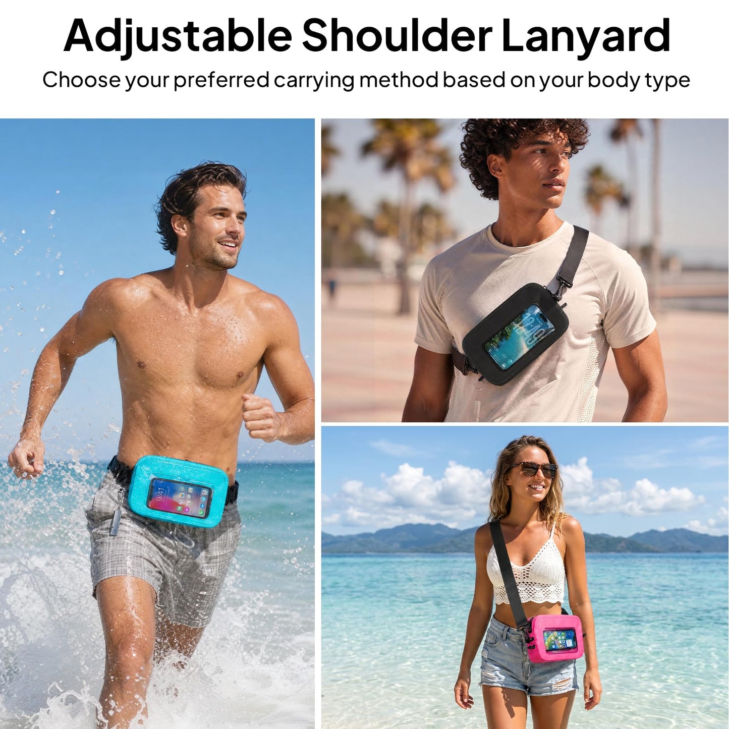 TOPEAST Waterproof Fanny Pack for Women & Men, Waterproof Belt Bag with Phone Pouch, Adjustable Crossbody & Waist Pack for Swimming, Hiking, Beach & Outdoors Essentials, Blue