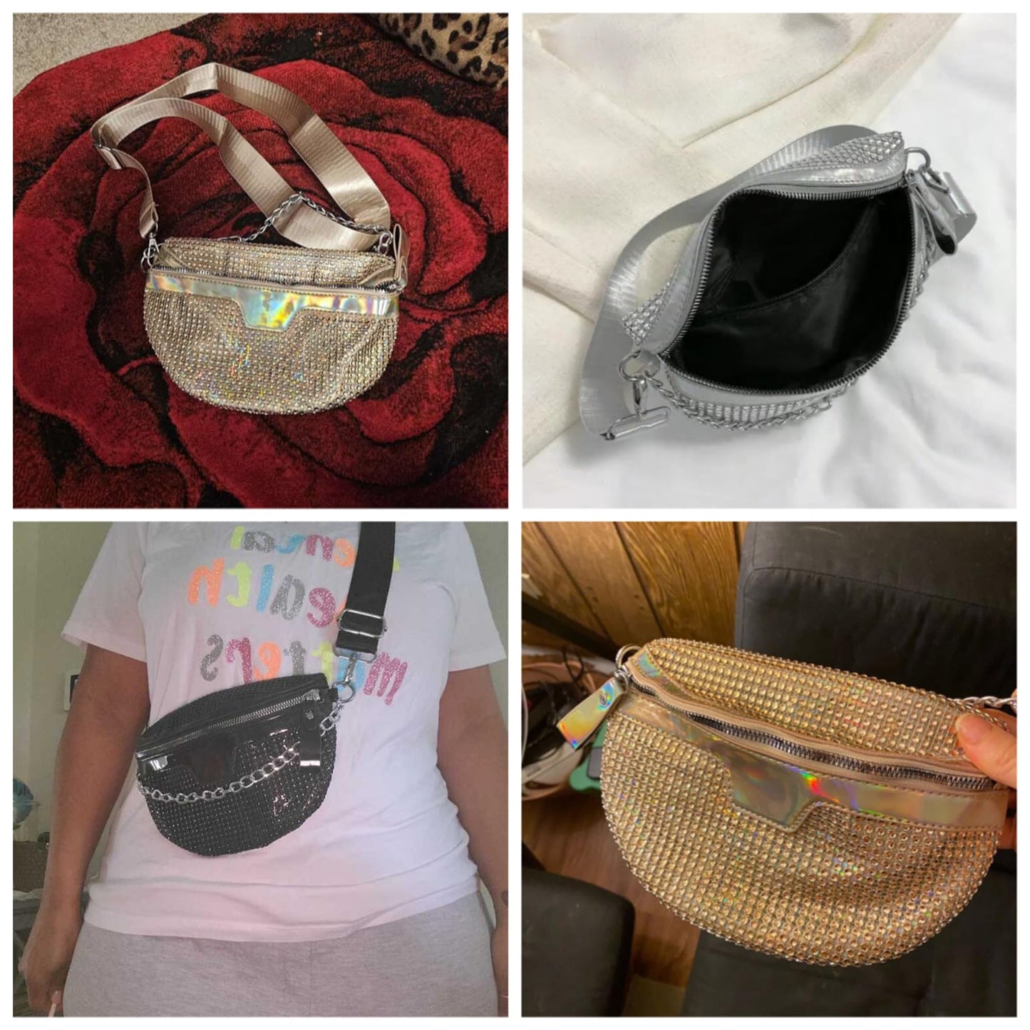 Thick Chain Women's Fanny Pack Plaid leather Waist Bag Shoulder Crossbody Chest Bags Luxury Designer Handbags Female Belt Bag