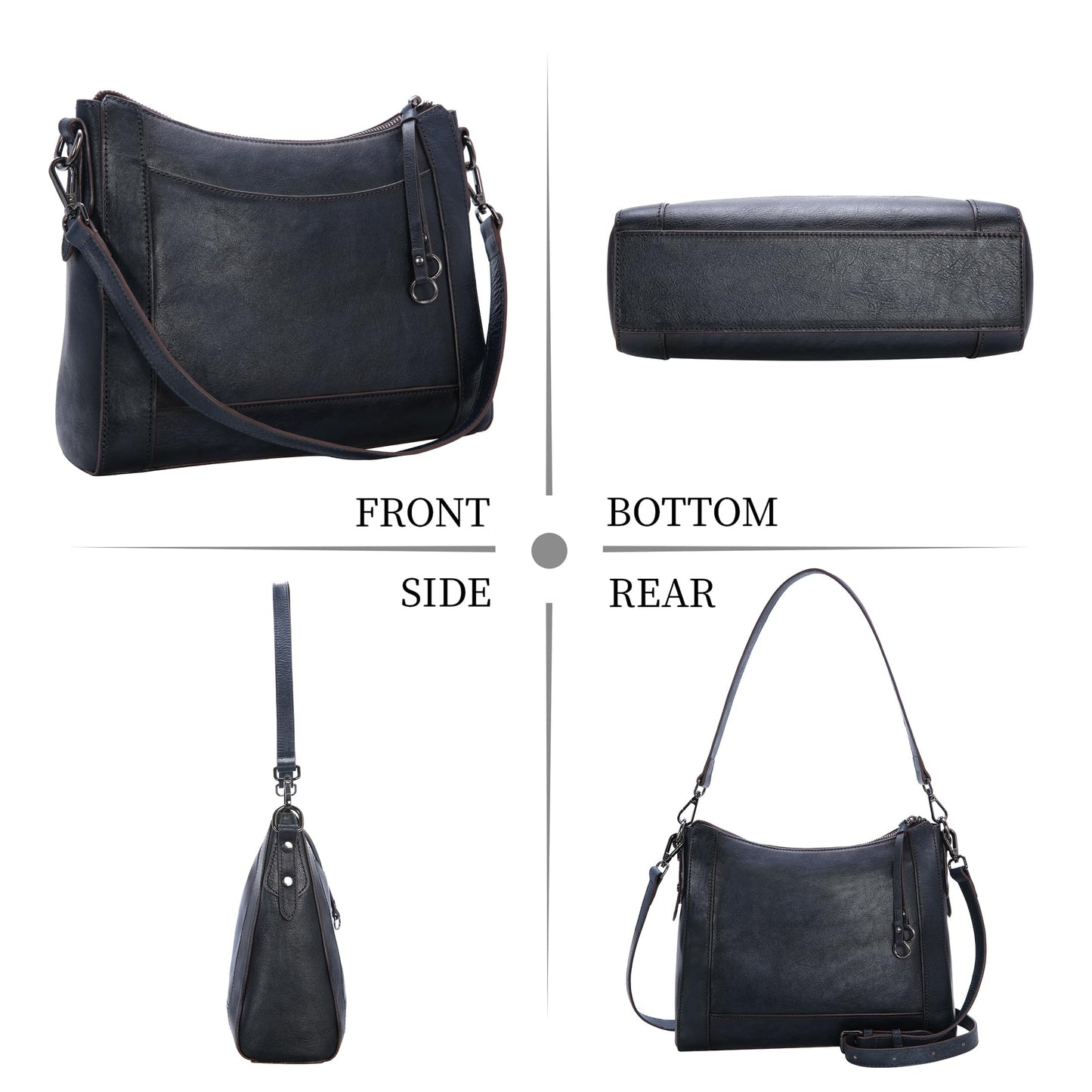 Iswee Leather Crossbody Bags for Women Shoulder Purse Medium Hobo Genuine Leather Satchel Purses and Handbags