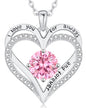 LOUISA SECRET Double Love Heart Birthstone Necklaces for Women, Birthday Gift for Girlfriend, Anniversary Jewelry Gift for Her, 925 Sterling Silver Jewelry Christmas Anniversary Birthday Present Gifts for Wife Girlfriend Mom Grandma Daughter