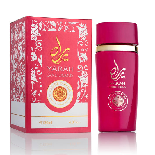 SAADAH Yarah Candilicious Eau De Parfum for Women 4.0 Fl.oz, 120ml Fruity Floral Gourmand Perfume, Sweet Strawberry Vanilla Cotton Candy, Gardenia Amber Musk, Long Lasting Luxury Fragrance