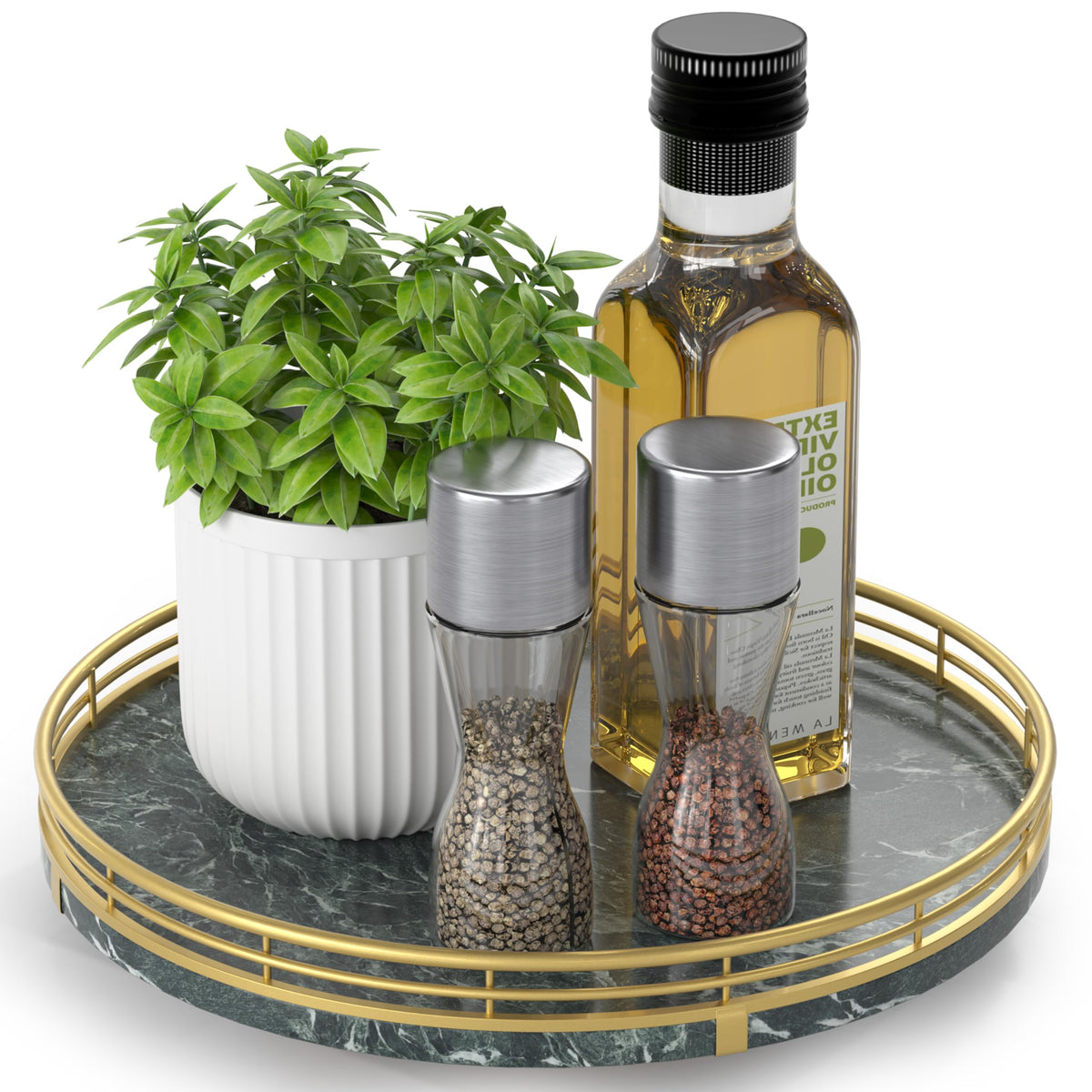 AMH Lazy Susan Wooden Organizer for Table Top