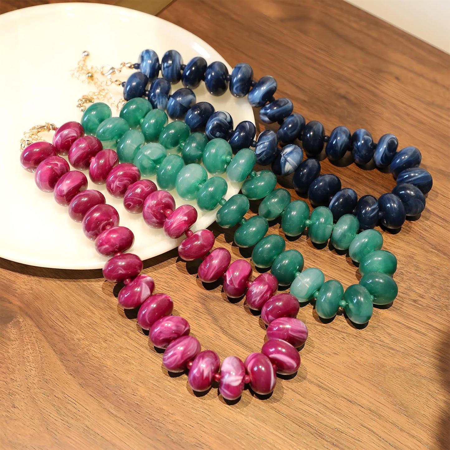 We We Chunky Colorful Beaded Necklace for Women Large Boho Statement Bead Chokers Necklaces Turquoise Blue Big Beads Jewelry Neck Summer Beach