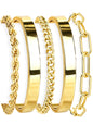 Gokeey Gold Bracelets Set for Women Non Tarnish, Waterproof 14K Gold Plated Sterling Silver Chunky Cuff Bracelet Stackable Gold Bangles Bracelet for Women Trendy Fashion Accessories Tie Knot Cuban Rope Paperclip Beaded Bracelet Stack Jewelry Mothers Day G