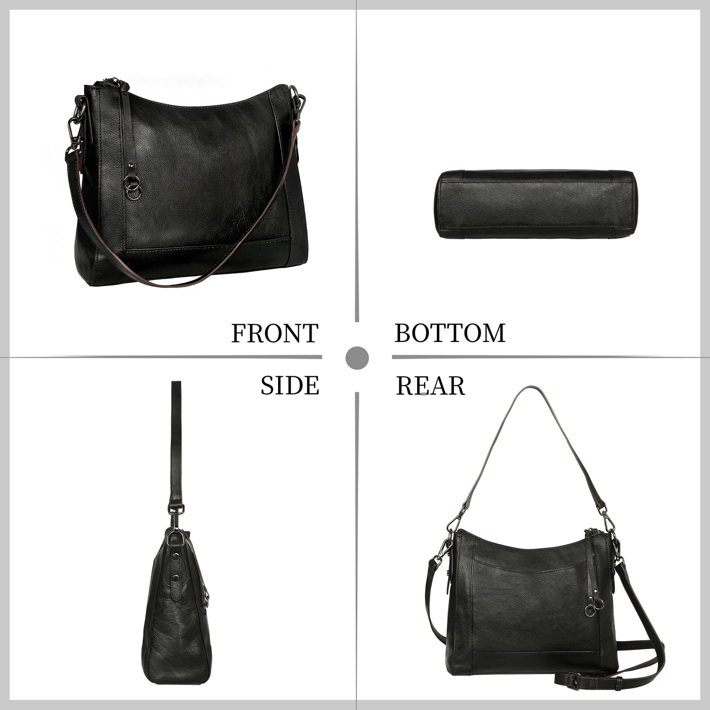 Iswee Leather Crossbody Bags for Women Shoulder Purse Medium Hobo Genuine Leather Satchel Purses and Handbags