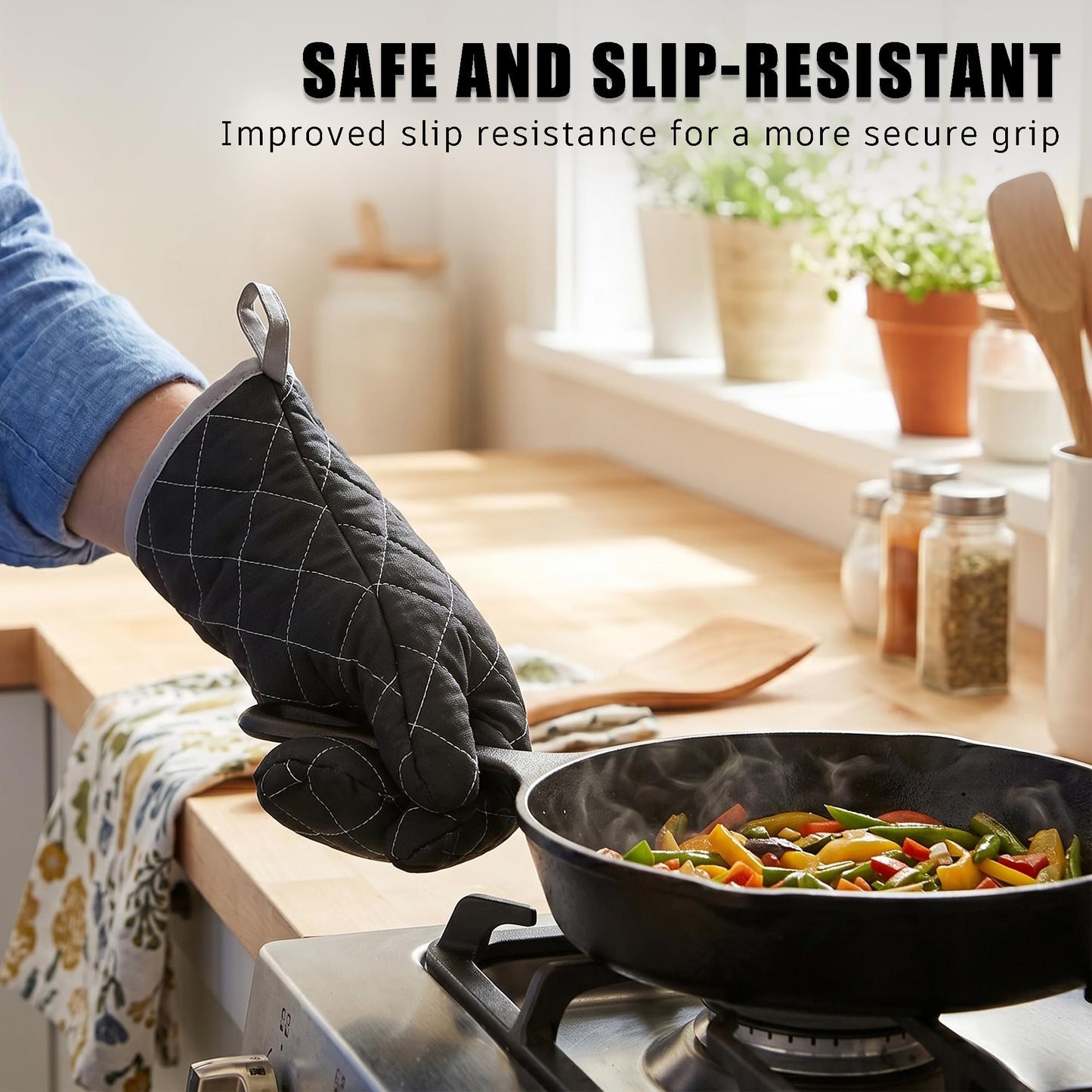 ARCLIBER Quilted Oven Mitts 1 Pair Heat Resistant Classic Kitchen