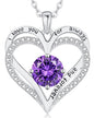 LOUISA SECRET Double Love Heart Birthstone Necklaces for Women, Birthday Gift for Girlfriend, Anniversary Jewelry Gift for Her, 925 Sterling Silver Jewelry Christmas Anniversary Birthday Present Gifts for Wife Girlfriend Mom Grandma Daughter