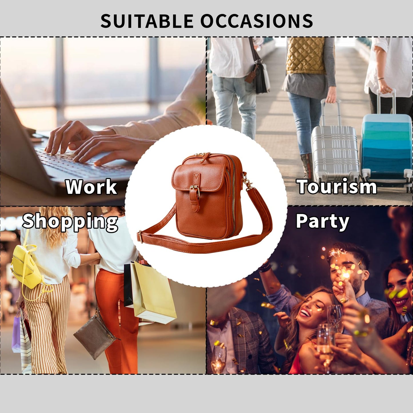 Leather Crossbody Bag for Women,Anti-Theft Messenger Bag with Large Capacity,Built-in Purse Card Slots Shoulder Sling Bag