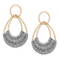 Raffia Hoop Earrings for Women Fun Boho Summer Beach Earrings Lightweight Handmade Straw Wicker Rattan Dangle Earrings Statement Geometric Round Drop Earrings