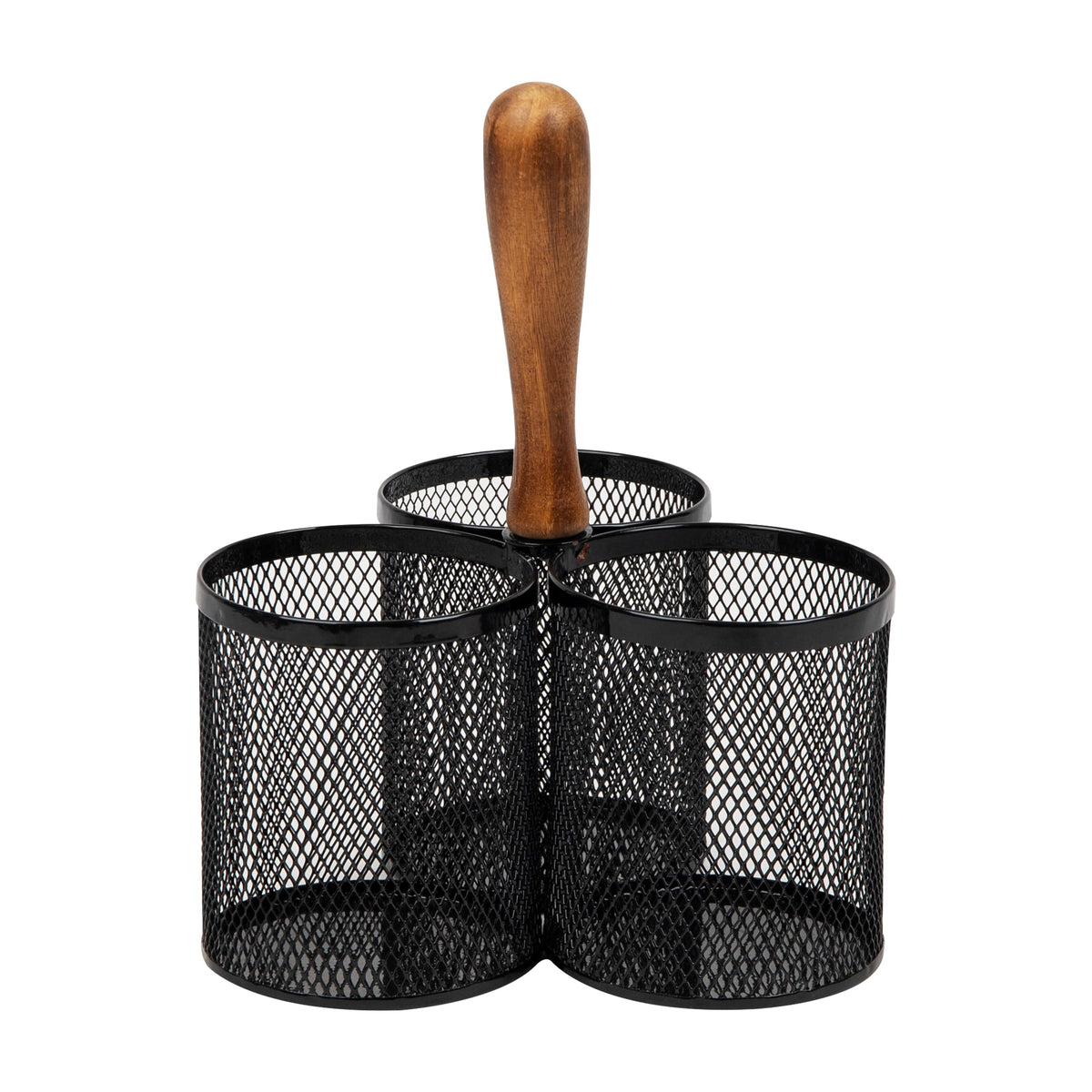 Mind Reader 3CIRMESH-BLK, Cutlery, Silverware Organizer, Utensil Caddy, Multi-Purpose Holder, Silver, 3-Section, Black
