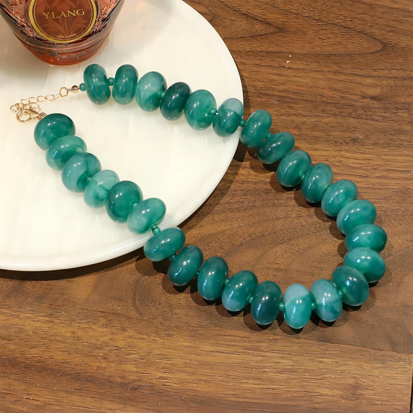 We We Chunky Colorful Beaded Necklace for Women Large Boho Statement Bead Chokers Necklaces Turquoise Blue Big Beads Jewelry Neck Summer Beach