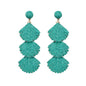 Raffia Dangle Earrings for Women - Boho Statement Rattan Drop Jewelry with Shell Design, Lightweight Summer Beach Trendy Accessories