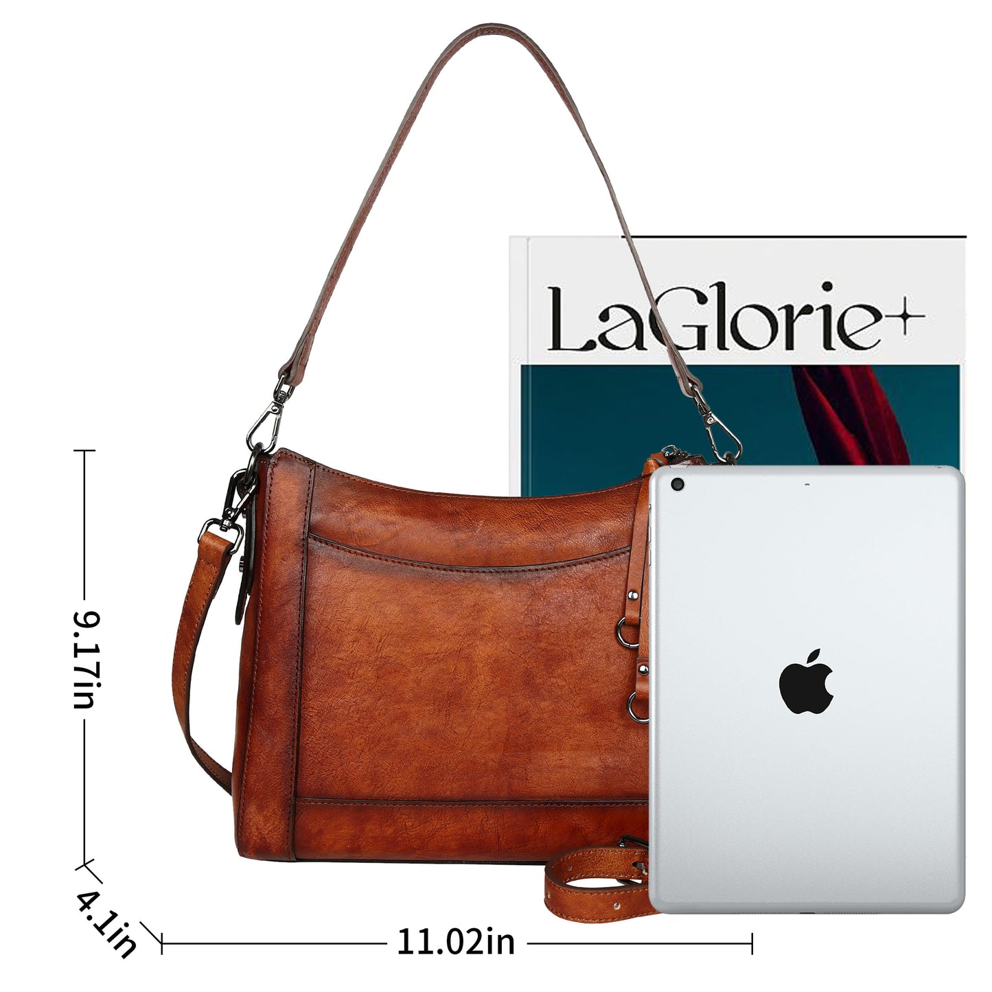 Iswee Leather Crossbody Bags for Women Shoulder Purse Medium Hobo Genuine Leather Satchel Purses and Handbags