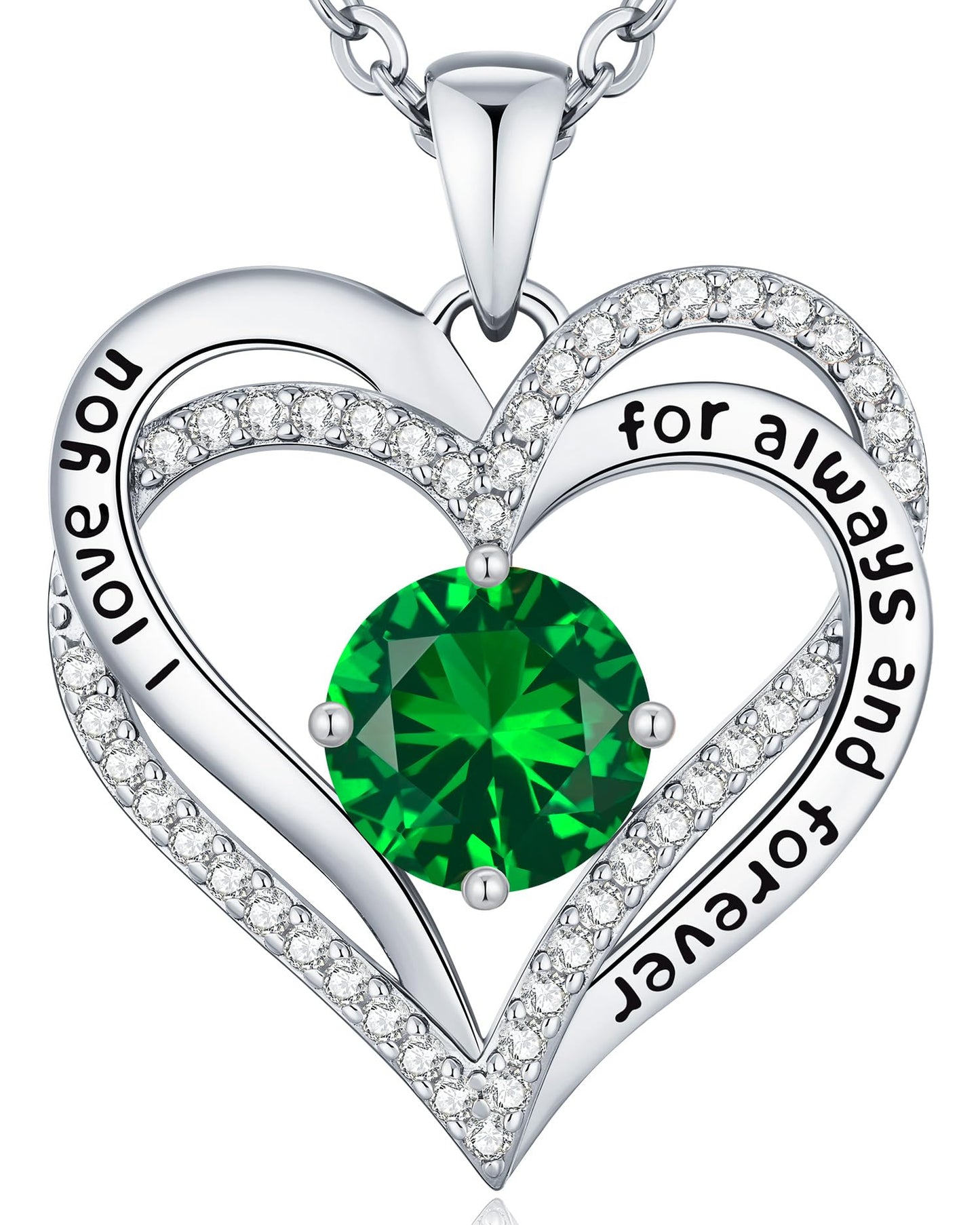 CDE Forever Love Heart Necklaces for Women, Wedding Anniversary, Valentine's，Birthday Mothers Christmas Day Gifts for Mom, Mother, Wife, S925 Silver Jewelry with Birthstone Pendant