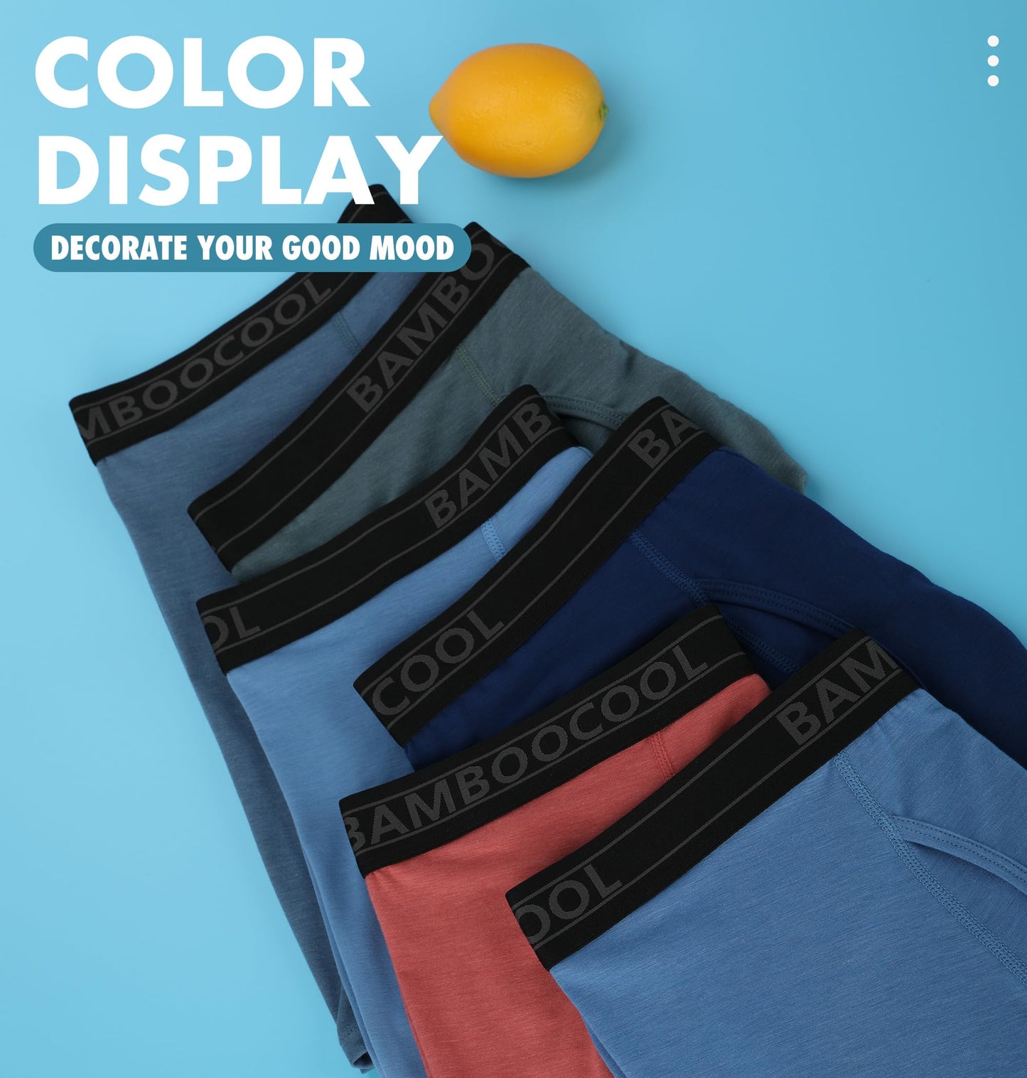 BAMBOO COOL Ultra Soft Mens Underwear Boxer Briefs Multi-pack | Bamboo Fabric‌,No Ride Up,More Breathable Than Cotton