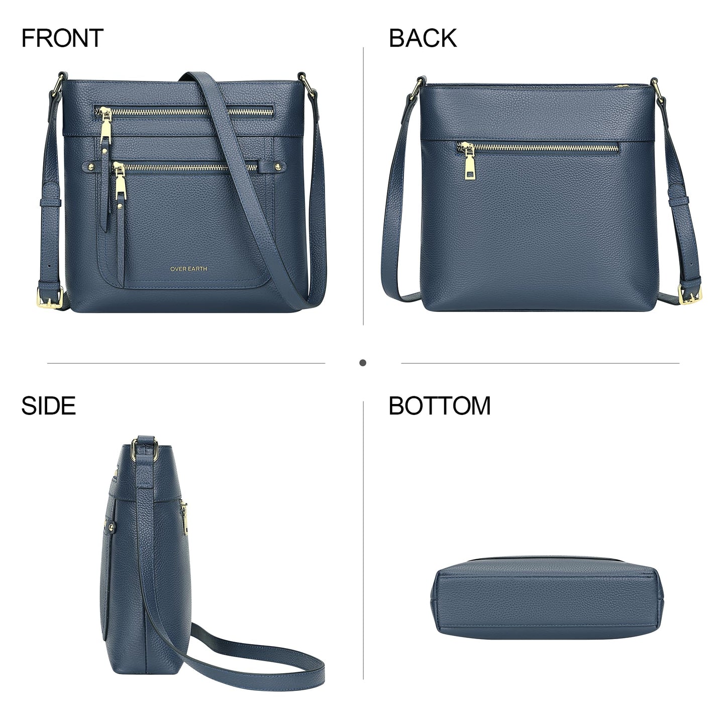 Over Earth Crossbody Bags for Women Leather Purses for Ladies with Multiple Pockets