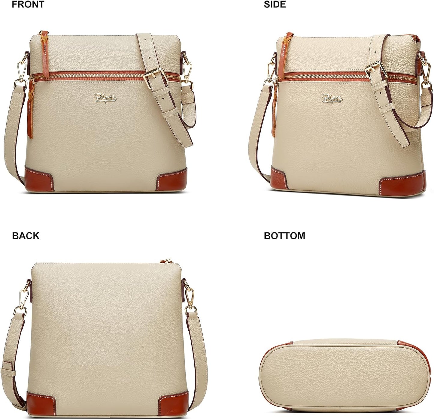 BOYATU Leather Crossbody Bag for Women: Designer Shoulder Purse for Travel - Trendy Genuine Leather Handbag for Everyday