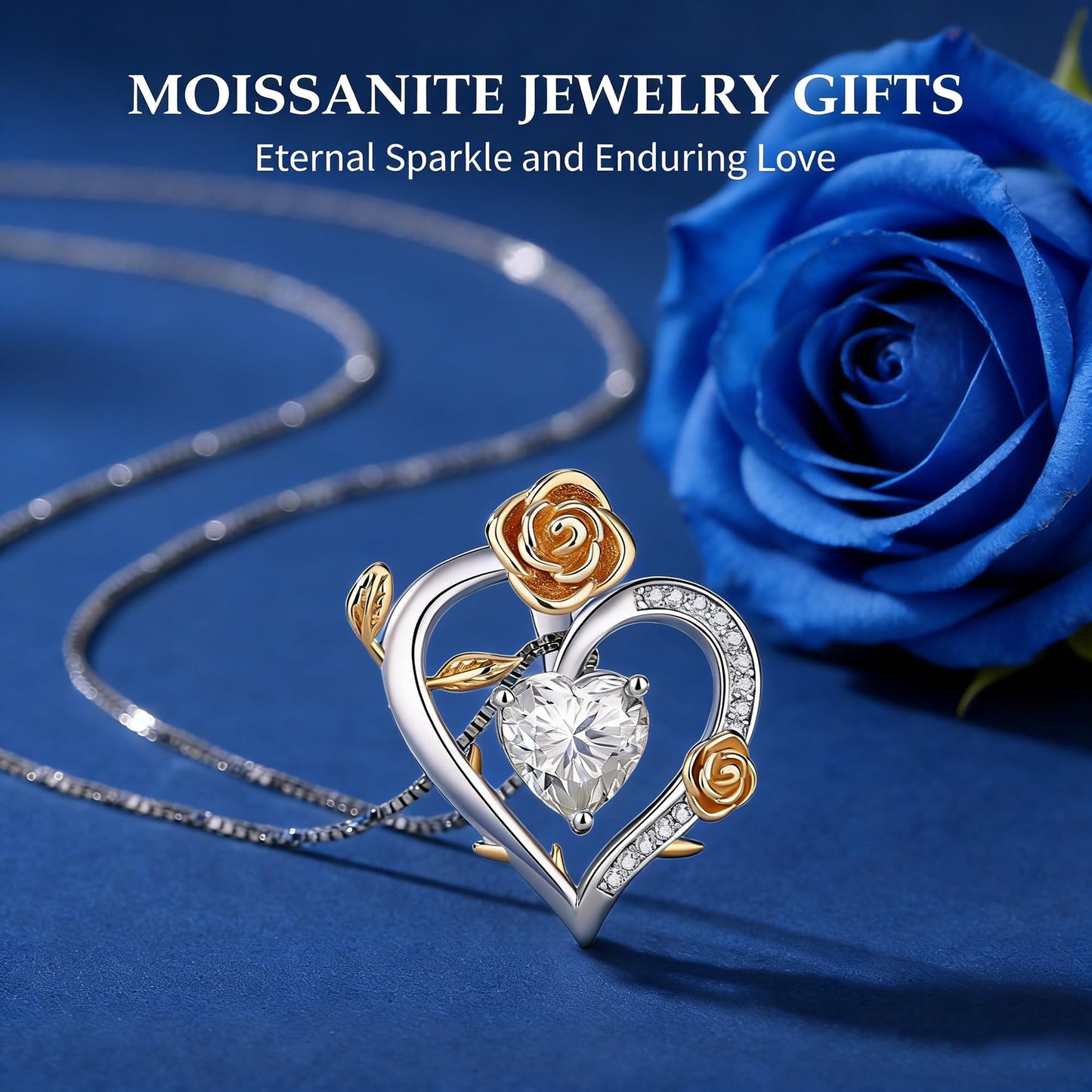 Gorgeous Moissanite Necklaces for Women - Sterling Silver 1-3CT D Color Moissanite Pendant Necklace, Mother Day Birthday Gifts for Mom Wife Girlfriend Daughter, Wedding Anniversary Christmas Jewelry Gift