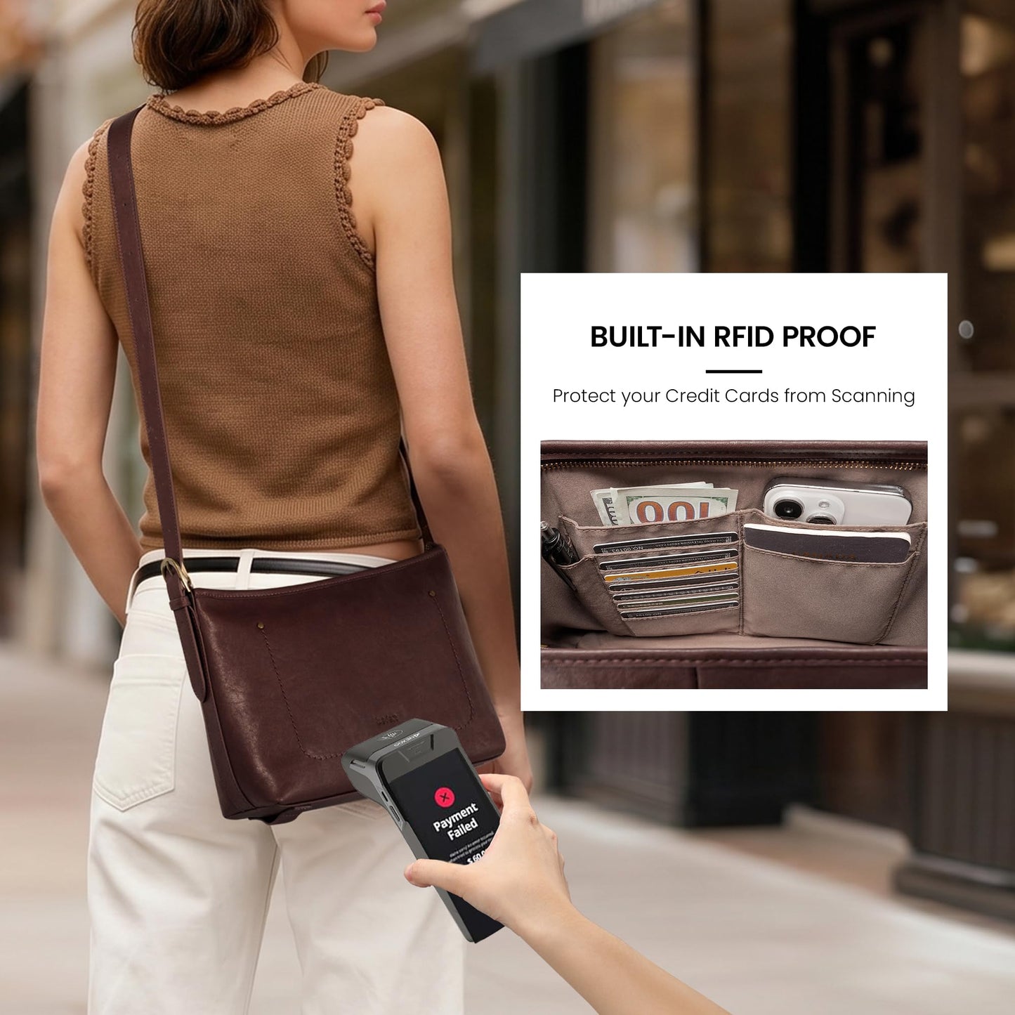 befen Genuine Leather Purses for Women, RFID Medium Leather Crossbody Bags Shoulder Purse Handbags