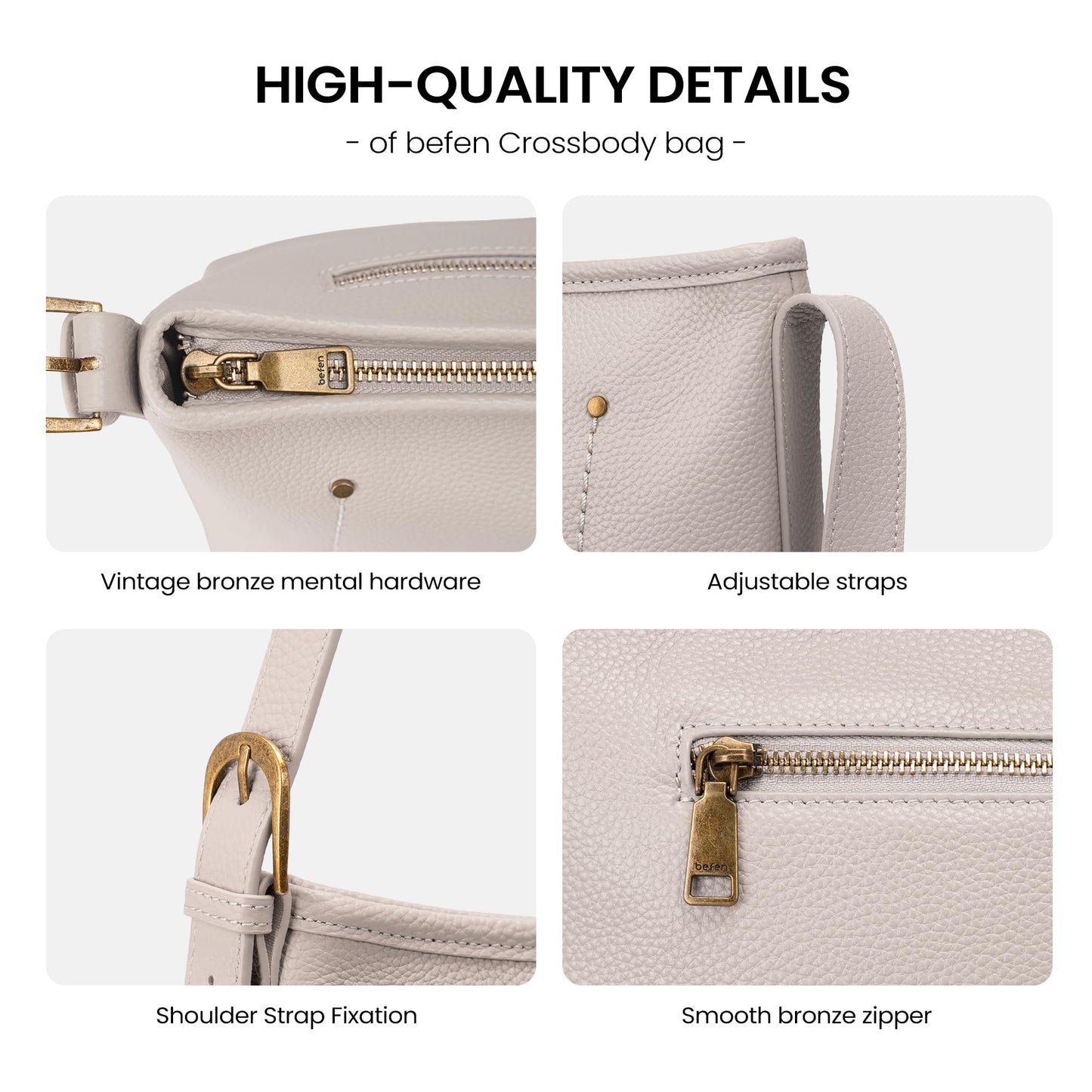 befen Genuine Leather Purses for Women, RFID Medium Leather Crossbody Bags Shoulder Purse Handbags