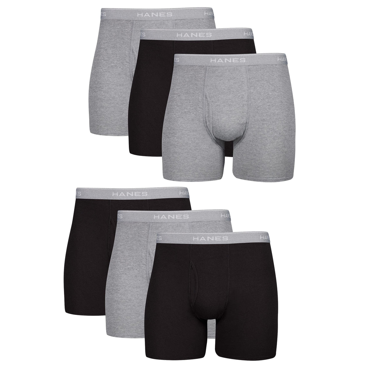 Hanes Men Hanes Boxer Briefs, Cool Dri Moisture-Wicking Underwear, Cotton No-Ride-up for Men, 6 Pack - Striped Assorted, Multi-Packs Available XXL
