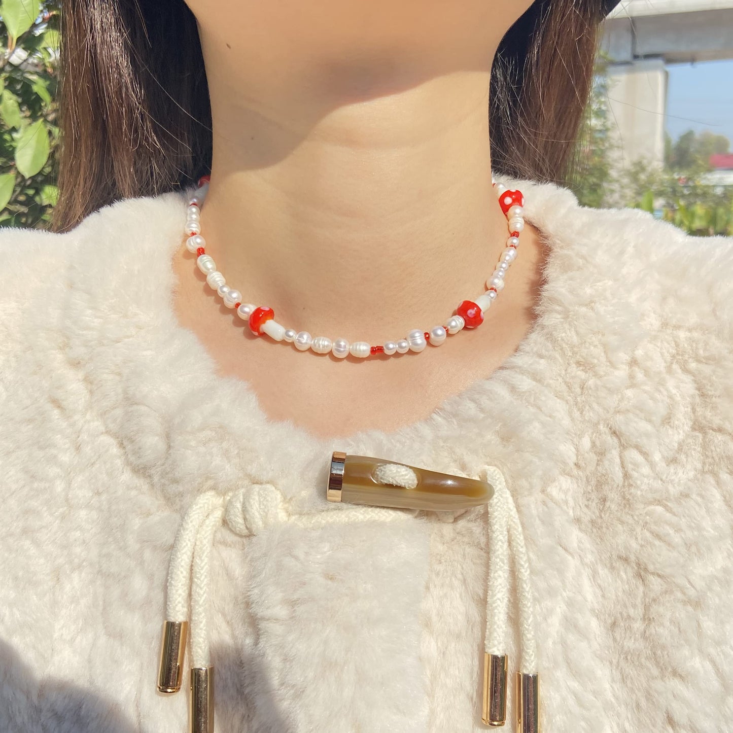 Natural Freshwater Pearl Fun Flirty Beaded Choker Necklace Handmade Summer Boho Jewlery Gifts for Women Teen