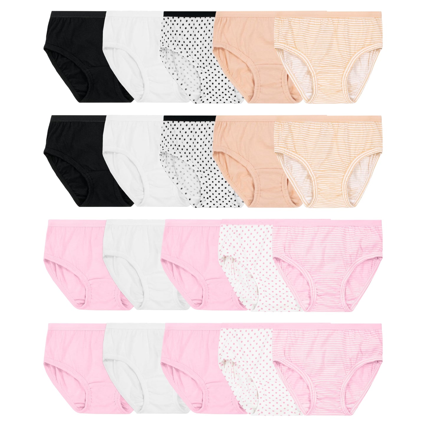 Fruit of the Loom Girls' Tag Free Cotton Brief Underwear Multipacks, Low Rise Brief-10 Pack-Purple/Blue/White, 4
