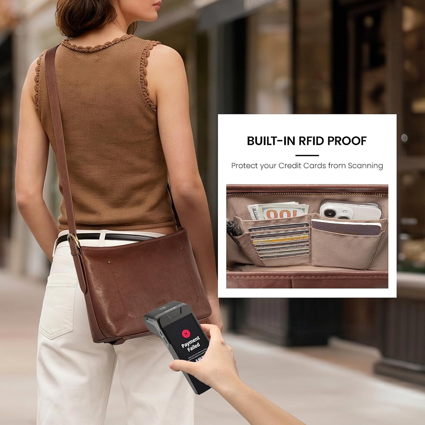 befen Genuine Leather Purses for Women, RFID Medium Leather Crossbody Bags Shoulder Purse Handbags