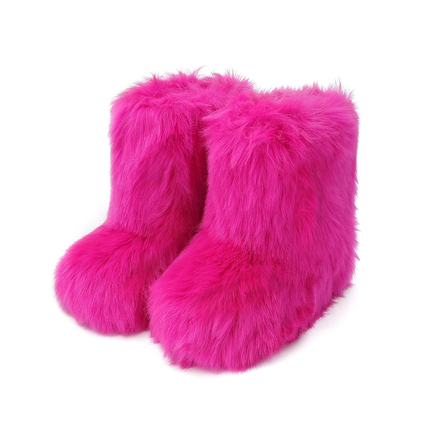 Wnshonzy Fur Boots for Women Snow Furry Fluffy Platform Flat Ankle Mini Boot Winter Round Toe Y2k Comfortable Mid-Calf Short Outdoor 2025