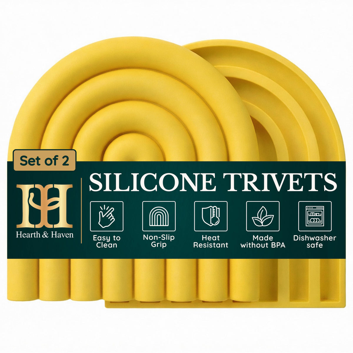 Silicone Trivets for Hot Dishes – Heat-Resistant, Non-Slip Pot Holders for Kitchen & Coasters – Durable Hot Pads for Pots, Pans, Baking Dishes & Kitchen Appliances