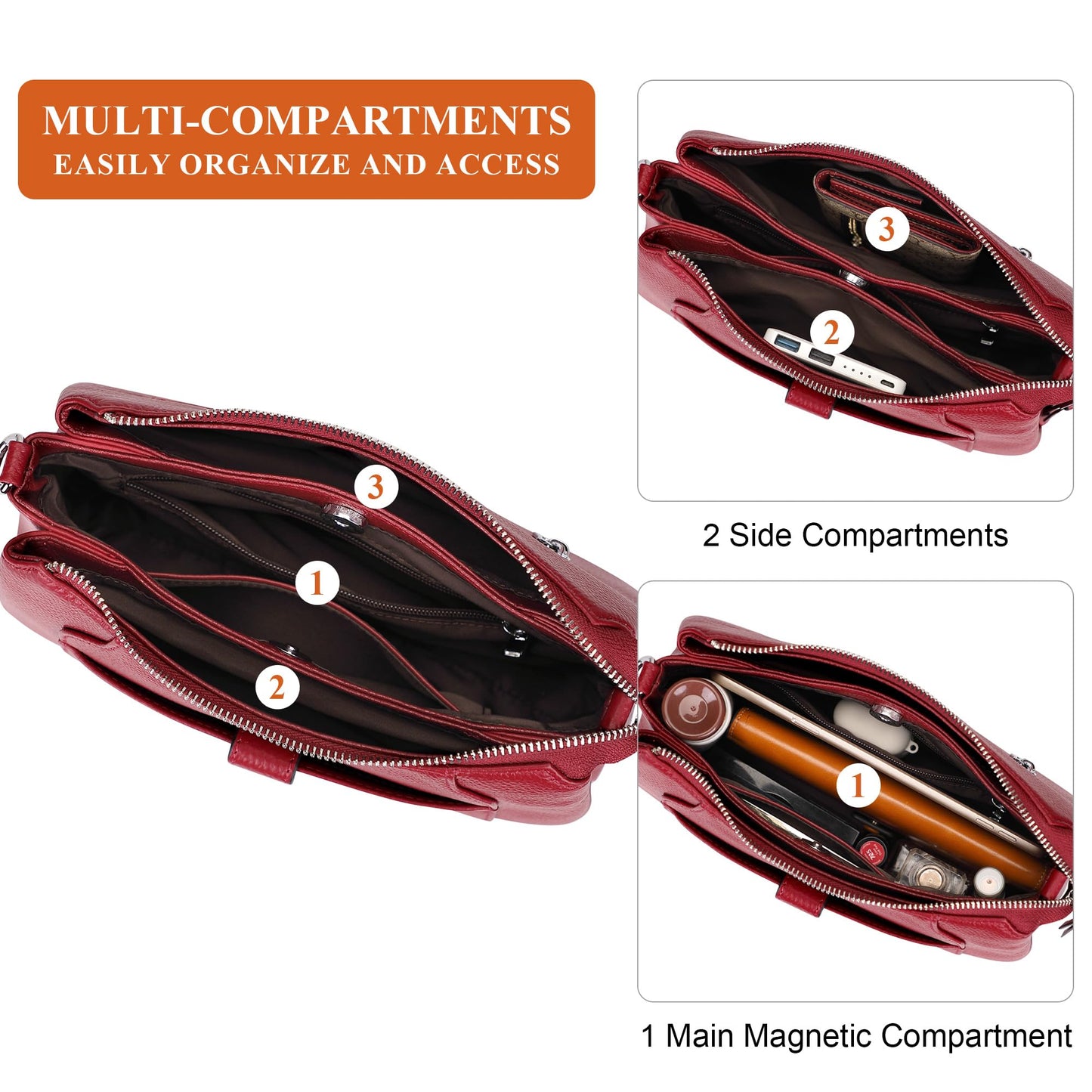 Over Earth Genuine Leather Small Hobo Crossbody Bags for Women Shoulder Purses and Handbags