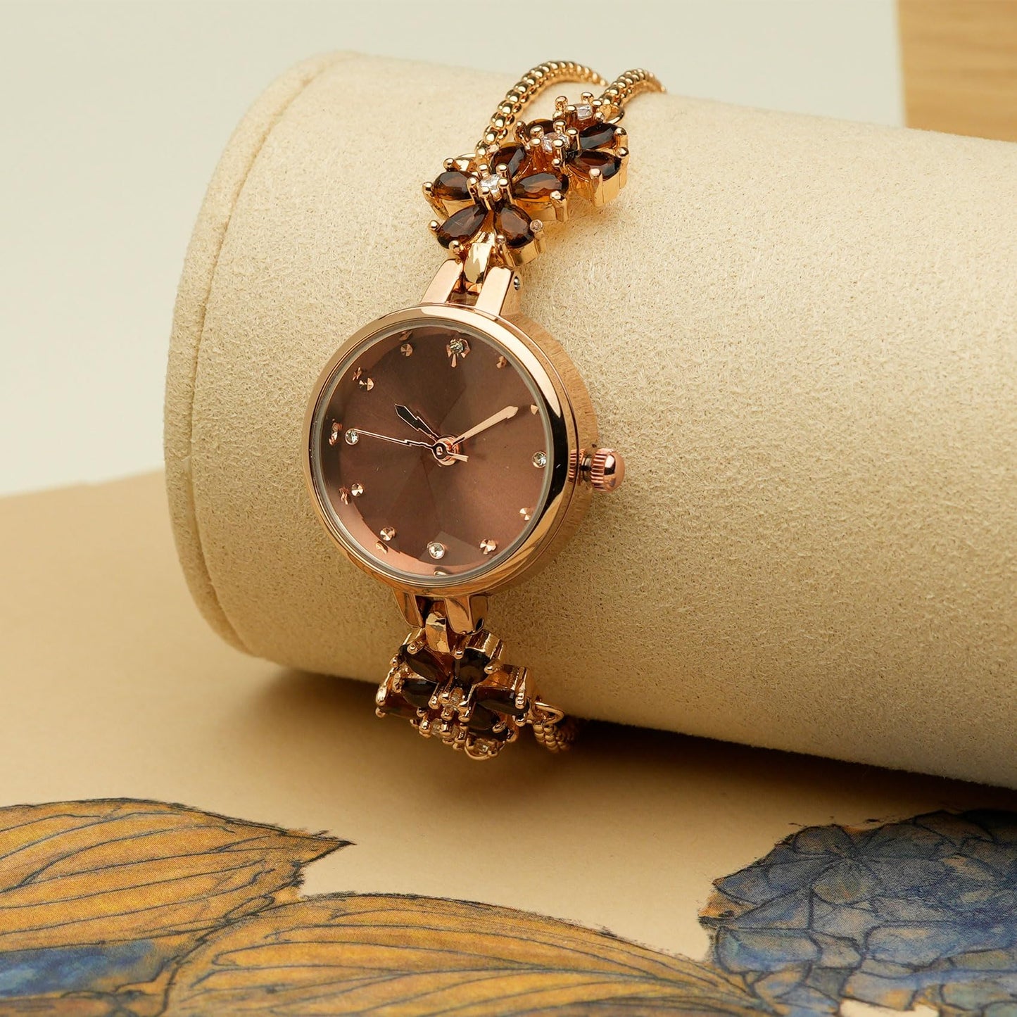 TIME100 Women's Bracelet Watches Ladies Quartz Wrist Watch with Green Dial Bezel with Crystals in Movement Bracelet Strap with Diamonds Waterproof