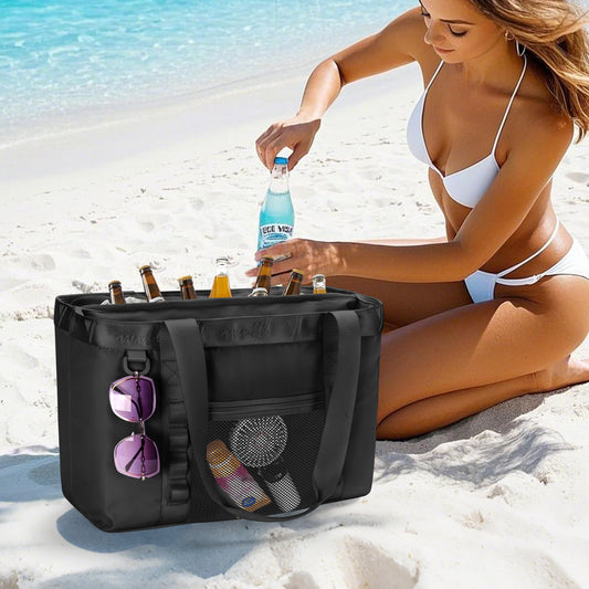 Yarwo Large Beach Bag with Insulated Cooler Compartment and Wet Dry Pockets