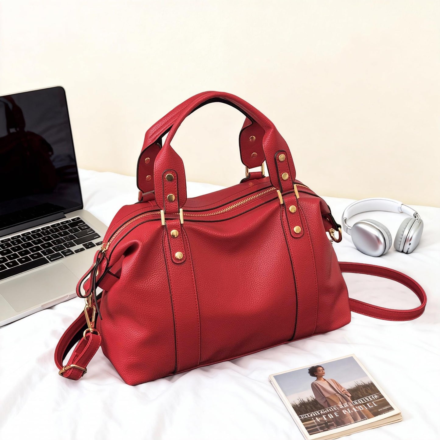 Handbags and Purses for women Vegan Leather Tote Bag for Women Satchel Shoulder Bags Travel Purse with Compartments
