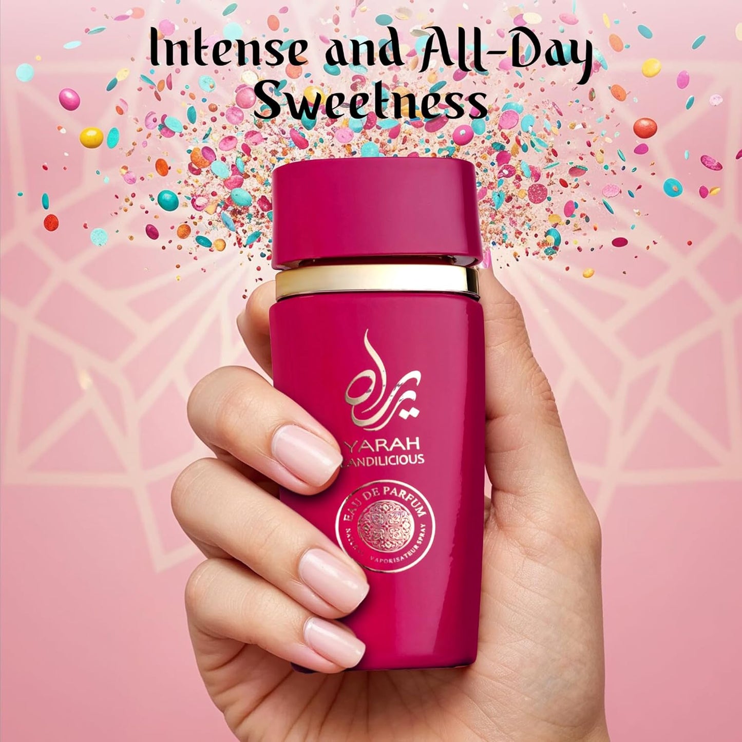 SAADAH Yarah Candilicious Eau De Parfum for Women 4.0 Fl.oz, 120ml Fruity Floral Gourmand Perfume, Sweet Strawberry Vanilla Cotton Candy, Gardenia Amber Musk, Long Lasting Luxury Fragrance