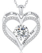 LOUISA SECRET Double Love Heart Birthstone Necklaces for Women, Birthday Gift for Girlfriend, Anniversary Jewelry Gift for Her, 925 Sterling Silver Jewelry Christmas Anniversary Birthday Present Gifts for Wife Girlfriend Mom Grandma Daughter