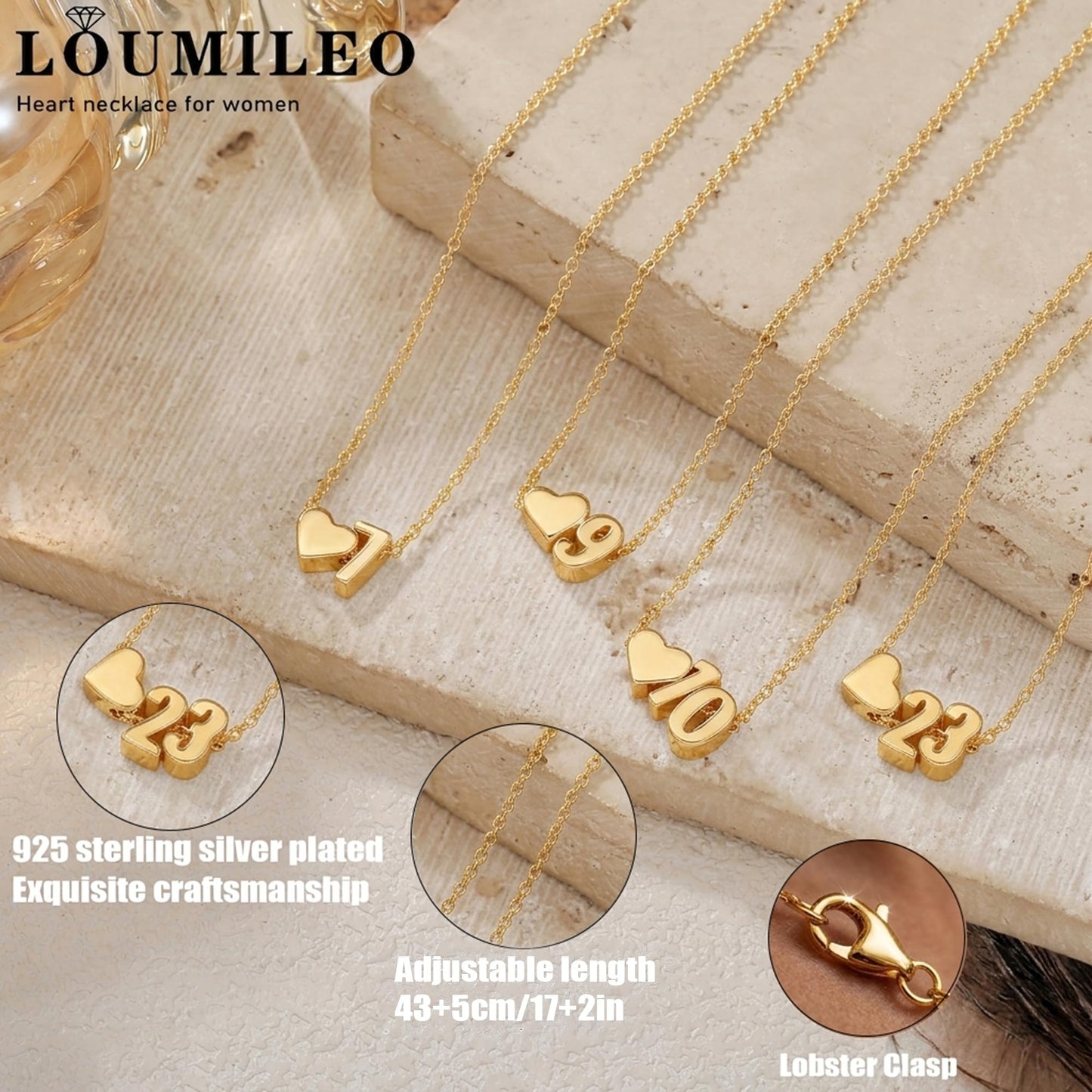Softball/Soccer/Volleyball/Basketball/Tennis Necklace for Women S925 Sterling Silver/14k Gold Plated Heart Number Pendant Necklaces for Women Jewelry Gift for Sister Friends Daughter Mom
