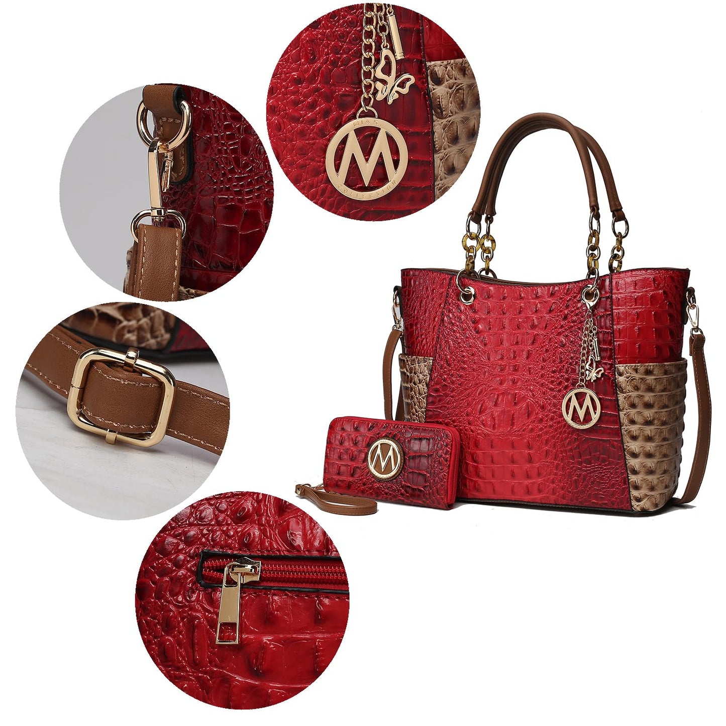 MKF Collection Tote Bag for Women, Handbag Set with Wallet-Top-Handle Bag Vegan Leather Purse by Mia K