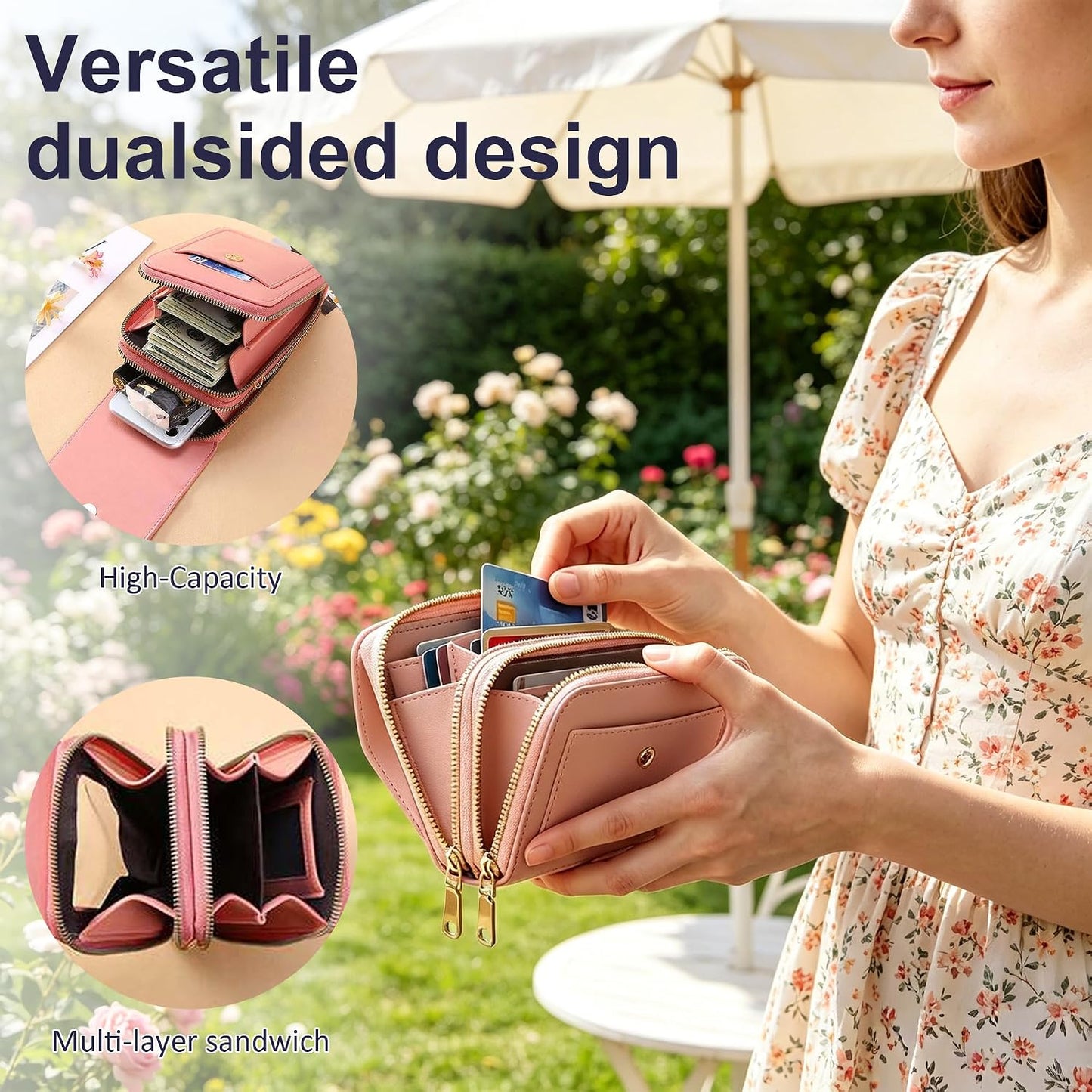 Phone Purse Crossbody Bags for Women, Small Touch Screen Travel Wallet, Anti Theft Leather Messenger Bag